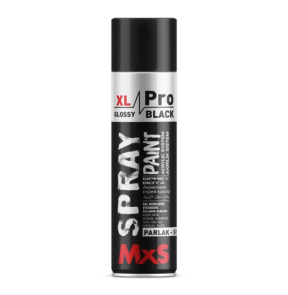 MxS XL Pro Sprey Boya - Parlak Siyah - 500 ml